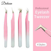 Pink Lash Tweezers Stainless Steel Eyelash Extensions Tweezers Fiber Tip High Precision Tweezers Makeup Tools